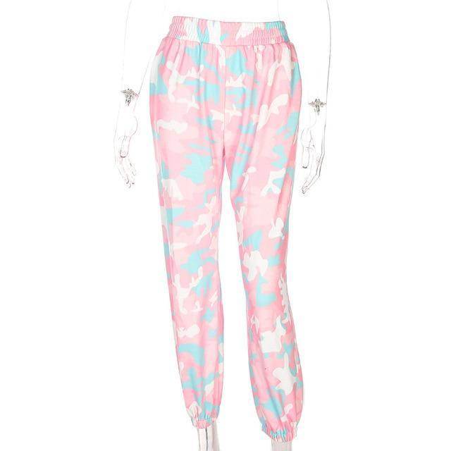NCLAGEN New Women Camouflage Print Trousers Loose Harem Camo Pants Spring High Waist Casual Joggers Elastic Sweatpants - Mubimart