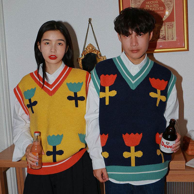 Loose sweater vest - Mubimart