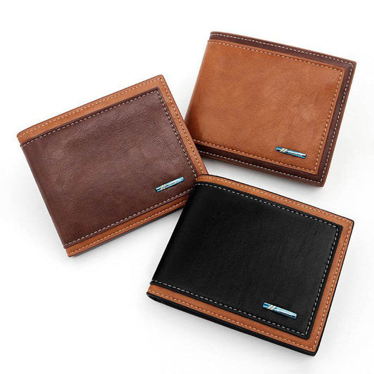Fashion Simple Men's Stitching Short Wallet - Mubimart