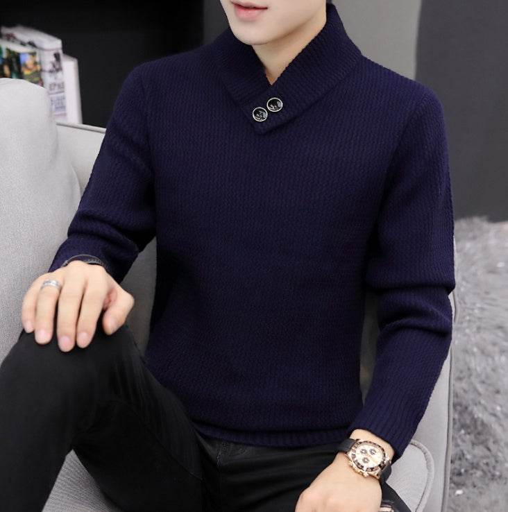 Lapel pullover sweater - Mubimart