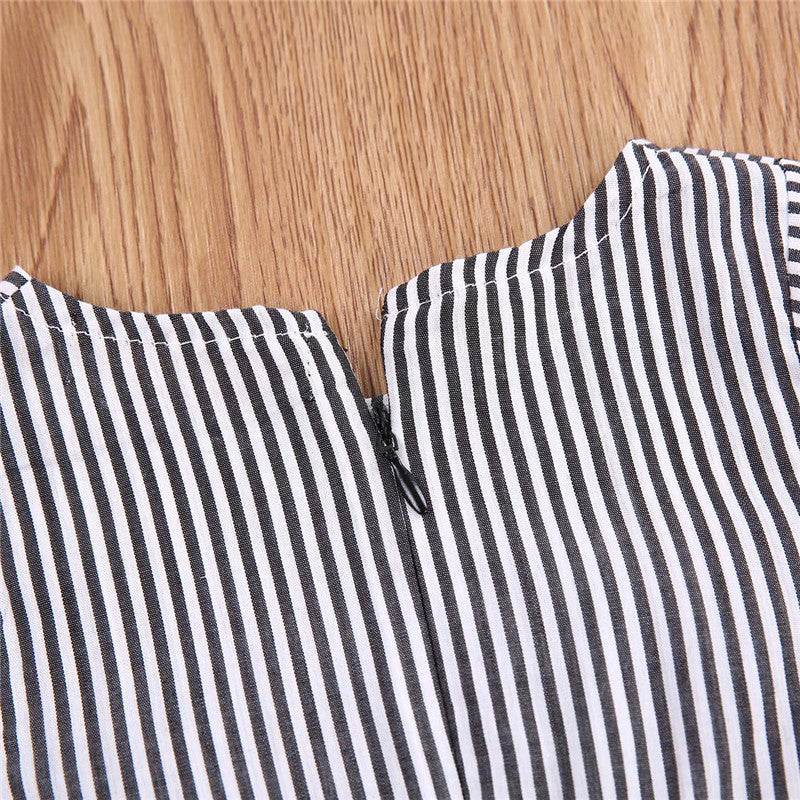 Flared Sleeve Classic Striped Tunic - Mubimart
