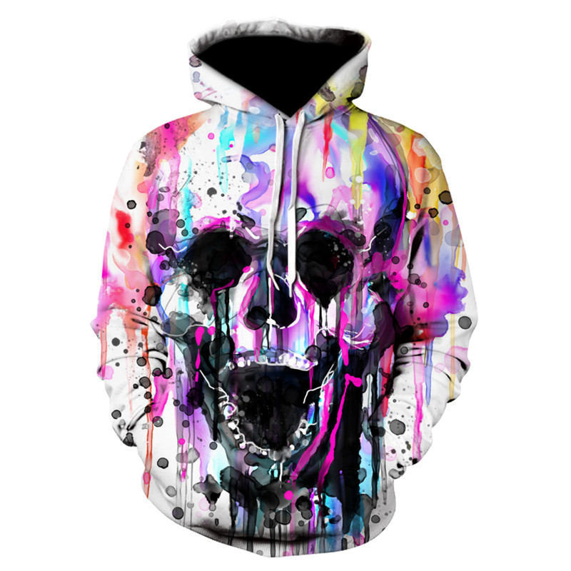 All kinds of fancy scary skull print hoodies