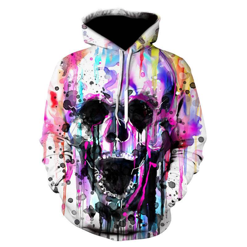 All kinds of fancy scary skull print hoodies - Mubimart