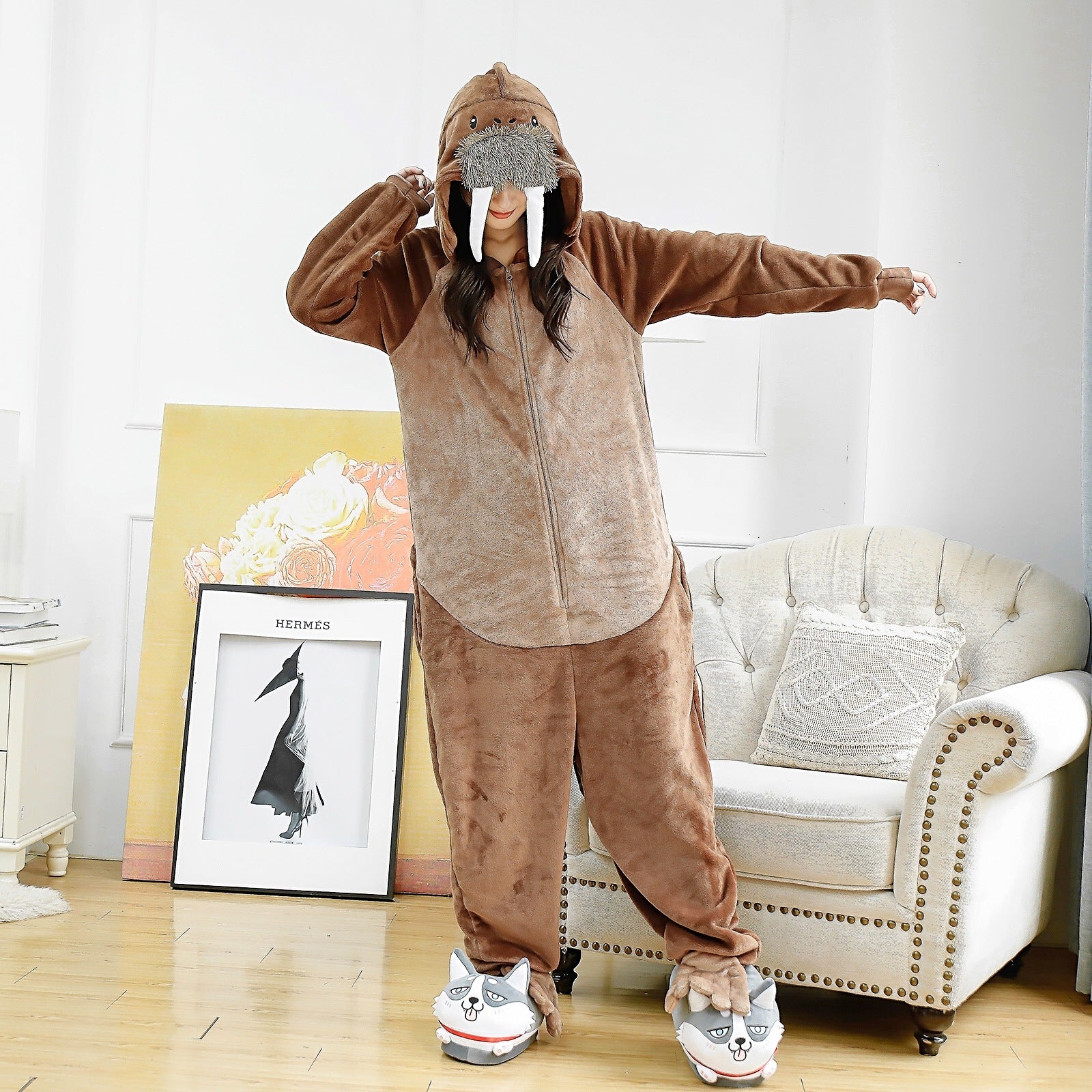 Autumn and winter flannel cartoon nightwear - Mubimart - Nightwear 