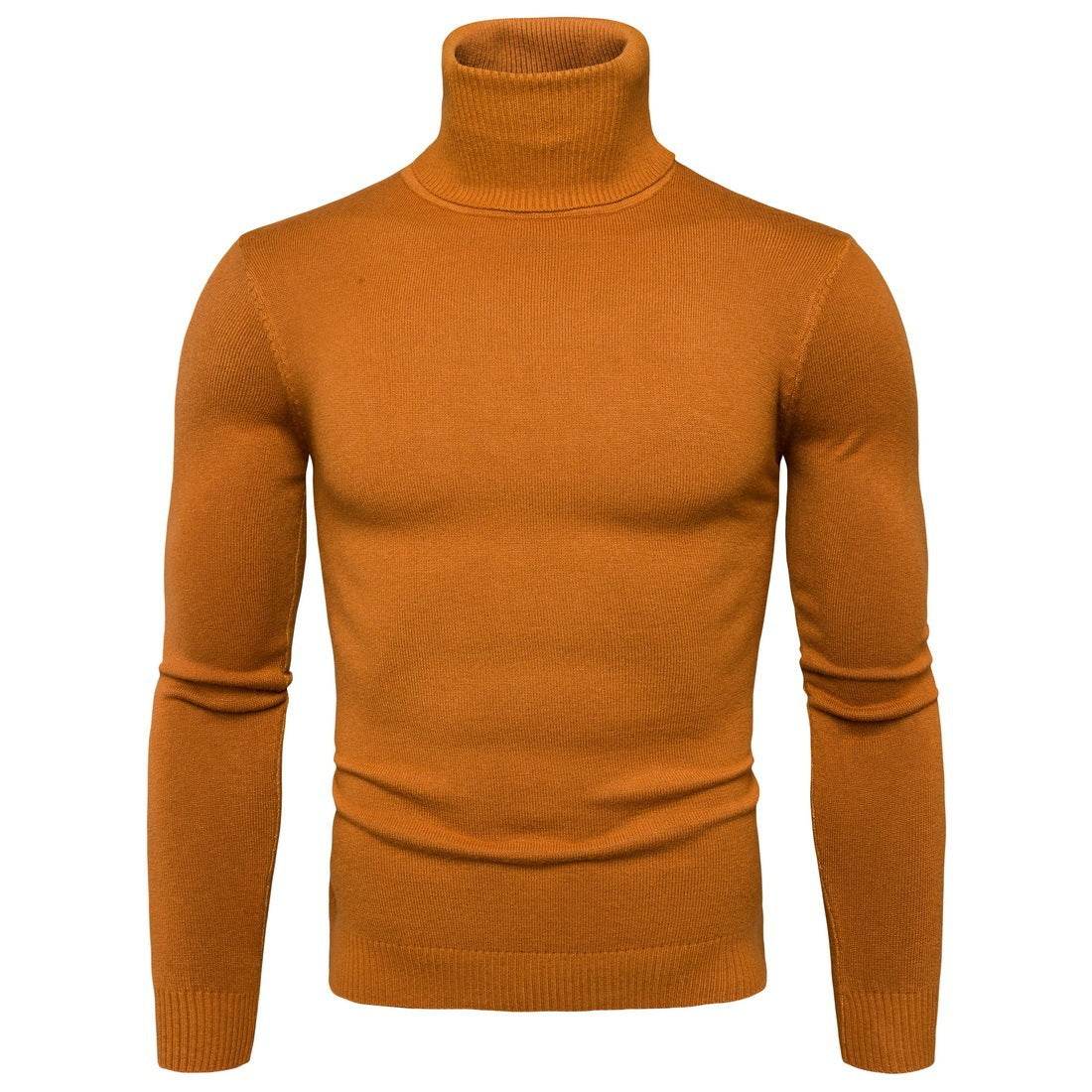 Winter Warm Basic Thermal Turtleneck Sweater Mens Solid Color Slim Fit Clothes Pullover Top - Mubimart