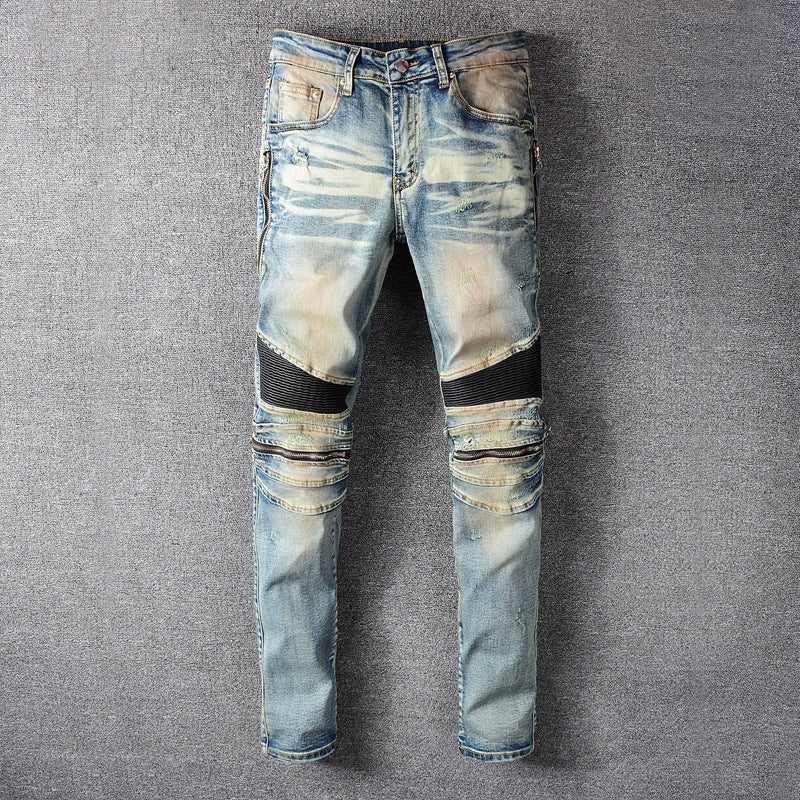 Slim-fit jeans met knienaden