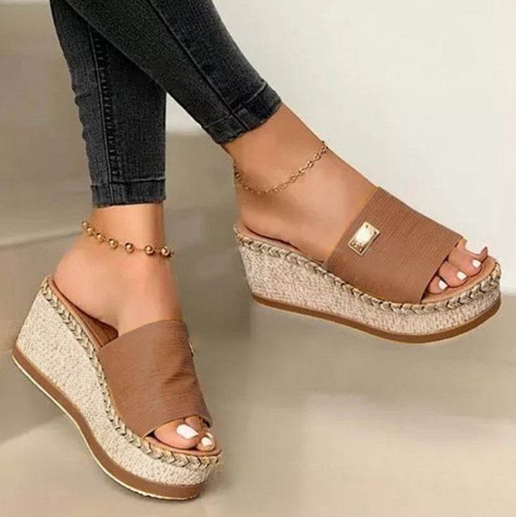Platform sandals wedge heels fashion sandals - Mubimart