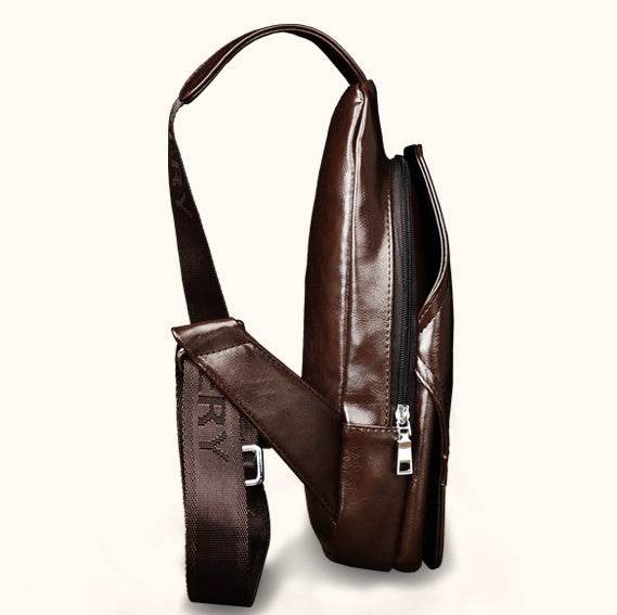Men's Fashion Crossbody Bag Theftproof Leather Business Sling Bags Male Casual Chest Bags Shoulder Bags Chest Waist Pack - Mubimart