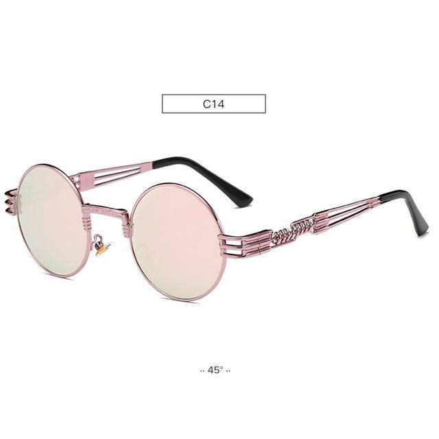 Gold Metal Fashion John Lennon Round Sunglasses Steampunk Sunglasses Mens Womens Retro Vintage Coating Mirrored Eyewear Shades - Mubimart