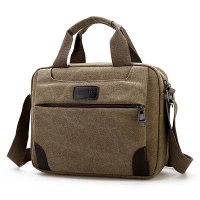 New men's canvas bag compartment Mens satchel retro casual bag large cross section - Mubimart