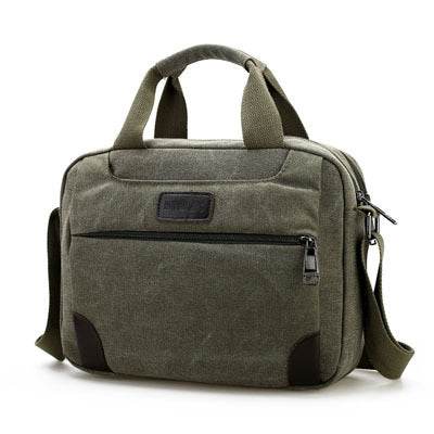 New men's canvas bag compartment Mens satchel retro casual bag large cross section - Mubimart