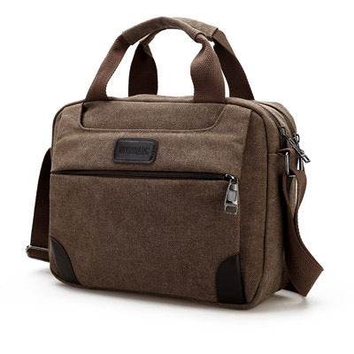 New men's canvas bag compartment Mens satchel retro casual bag large cross section - Mubimart