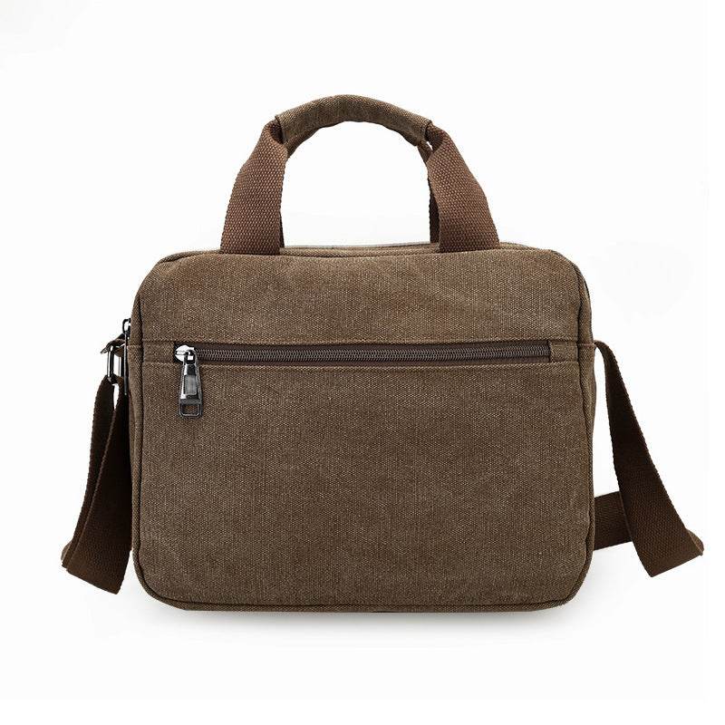 New men's canvas bag compartment Mens satchel retro casual bag large cross section - Mubimart