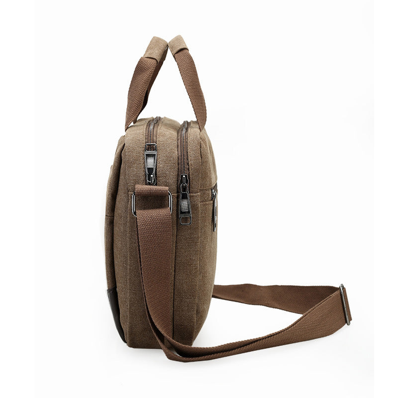 Nieuwe heren canvas tas compartiment Heren satchel retro casual tas grote doorsnede