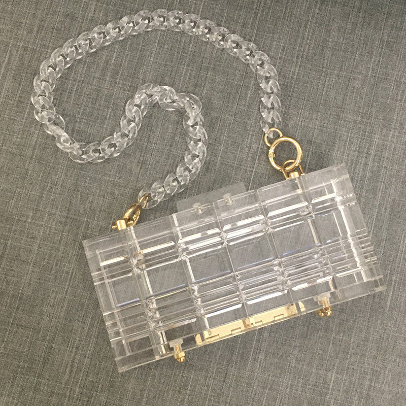 Transparente Clutch aus Acryl