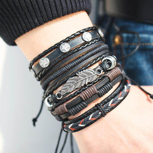 Multilayer Leather Bracelet For Men - Mubimart