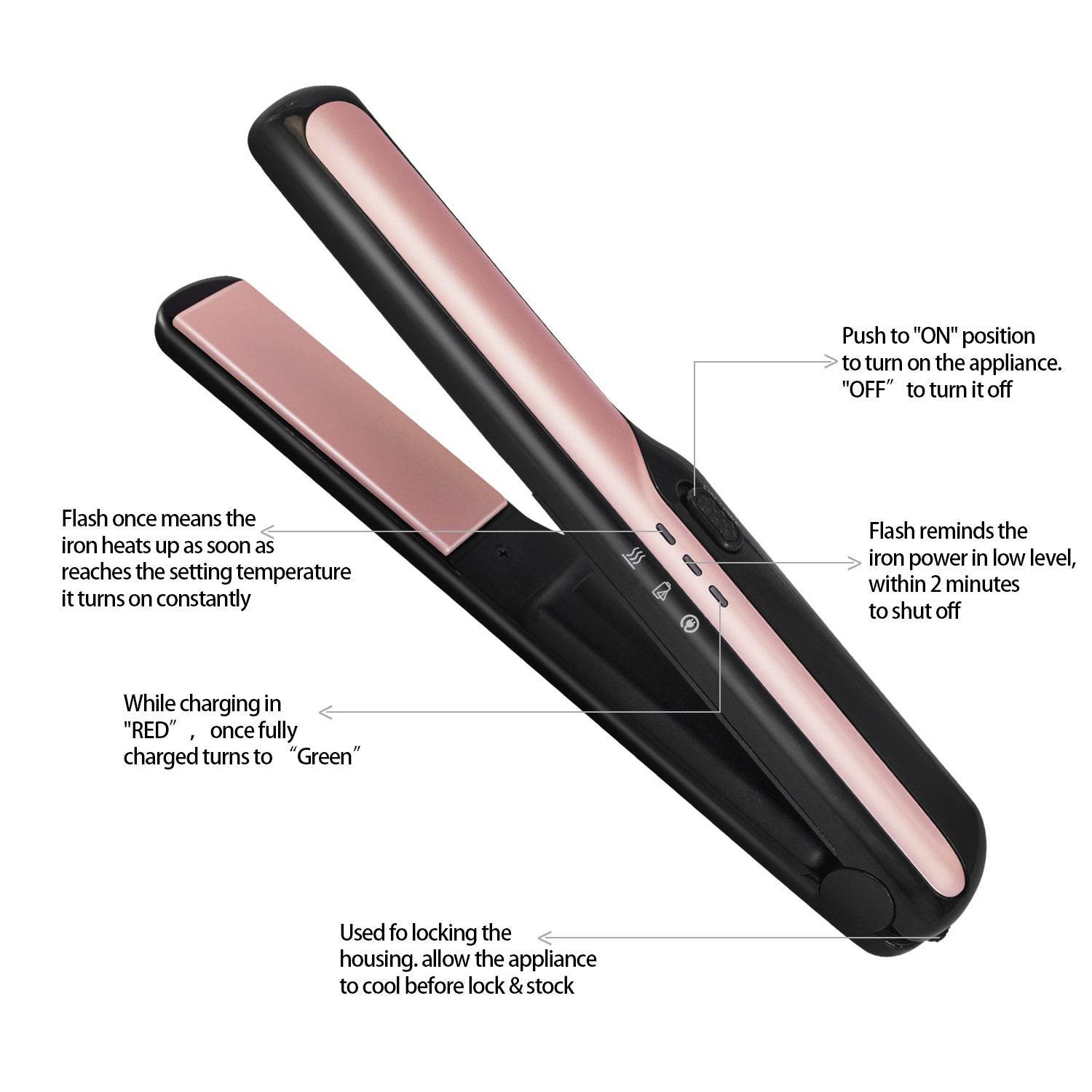 USB wireless charging hair straightener - Mubimart