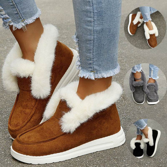 Snow Boots Warm Winter Shoes Plush Fur Ankle Boots Women - Mubimart