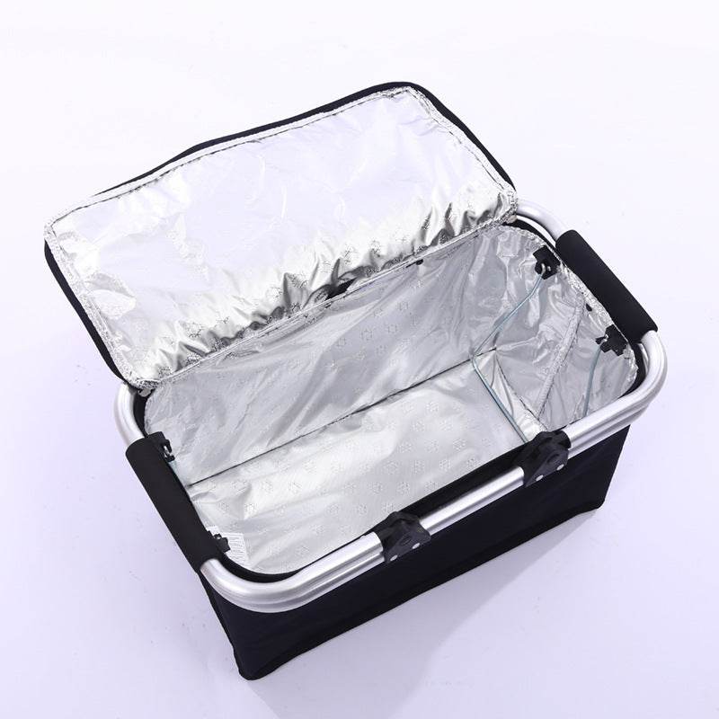 30L Large Folding Picnic Camping Insulated Cooler Hamper Storage Basket Bag - Mubimart