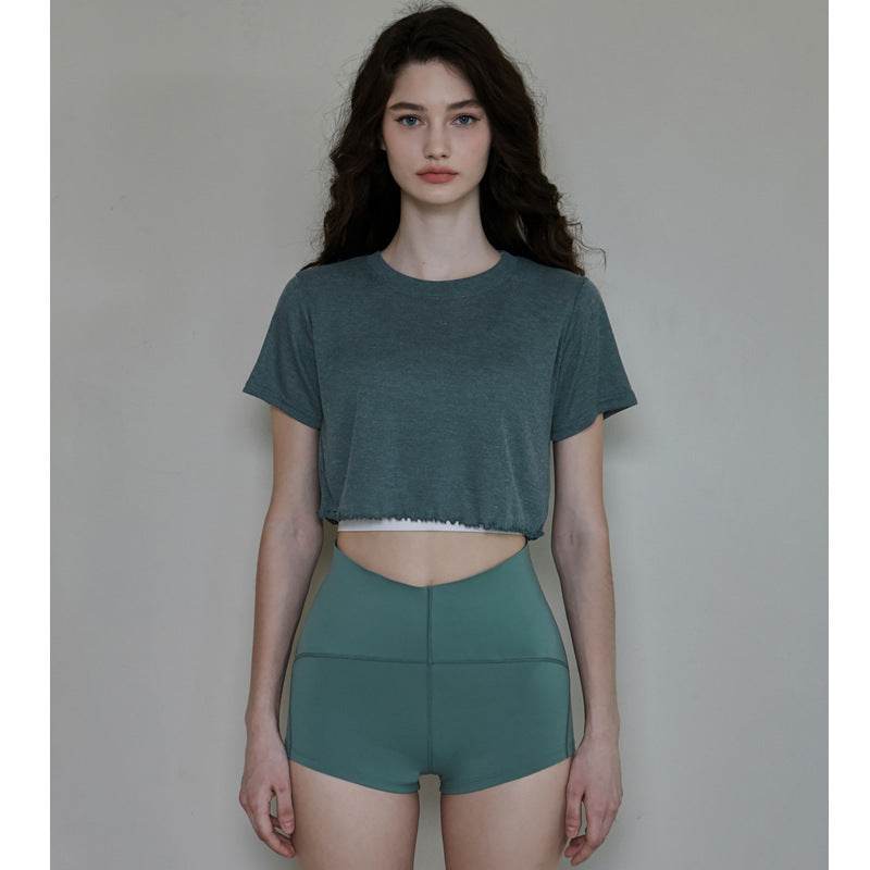 Yoga Clothes Short Sleeve Workout Top - Mubimart