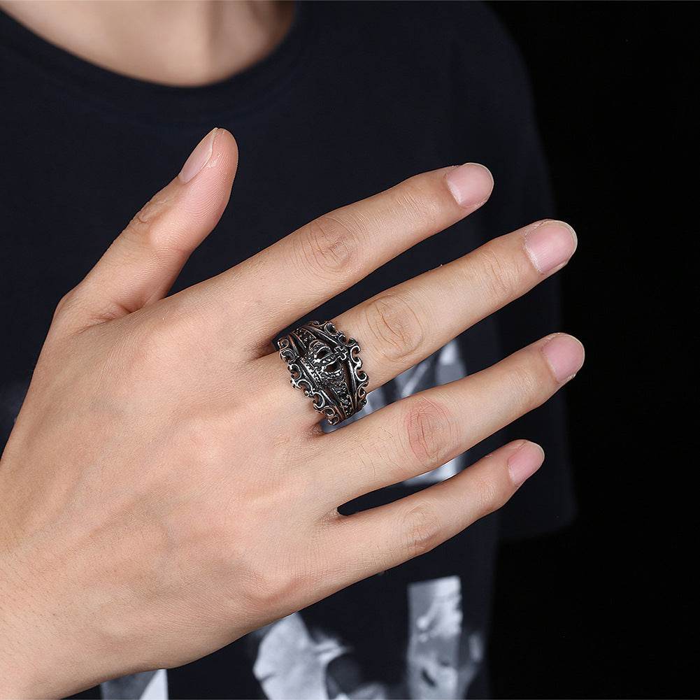 Ring Men Punk Style Crown Ring European And American Style Accessories Ring - Mubimart