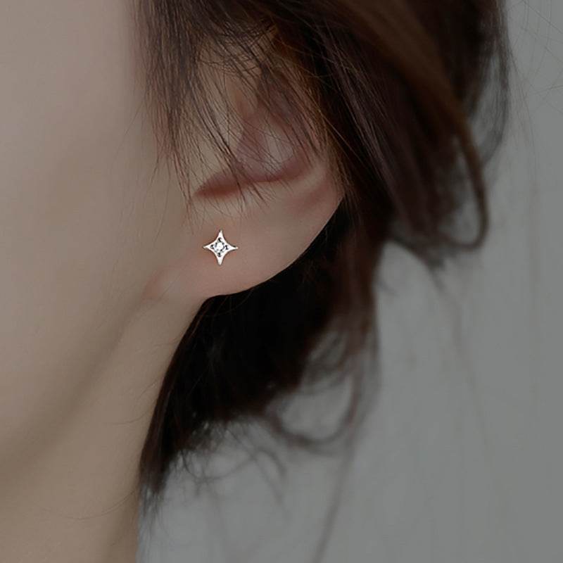 Sterling Silver Star Stud Earrings Women - Mubimart