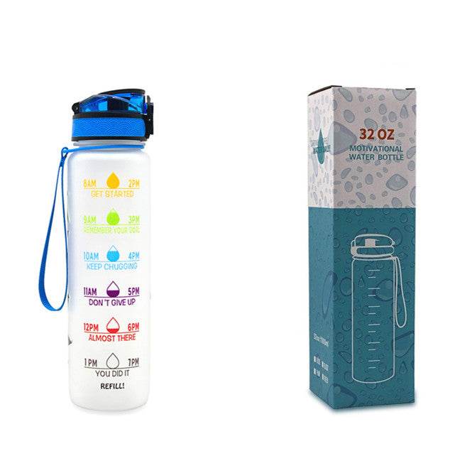 1L Tritan Water Bottle With Time Marker Bounce Cover Motivational Water Bottle Cycling Leakproof Cup For Sports Fitness Bottles - Mubimart