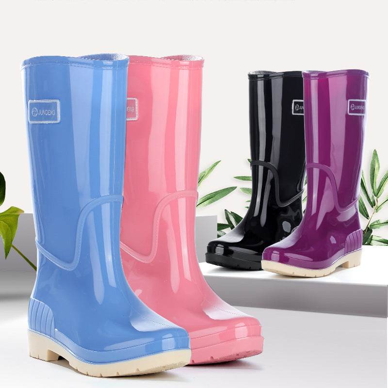 Adult High-top Women's Rain Boots Non-slip Waterproof Kitchen Work PVC Water Shoes Women - Mubimart