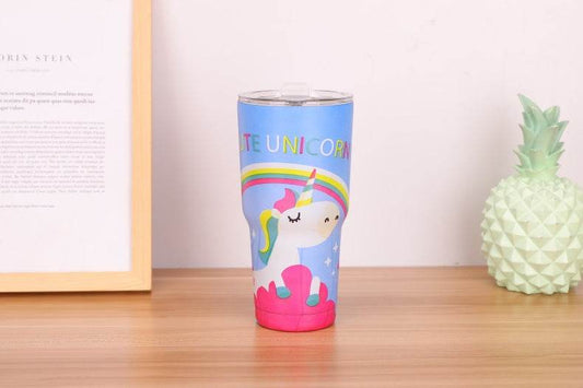 30oz Cup 304 Stainless Steel Large Ice Cup Water Cup Cartoon Thermal Mug Ice Preservation - Mubimart