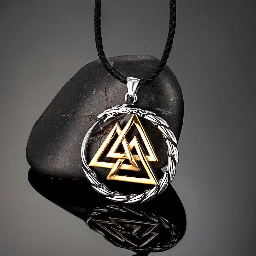 Punk Vikings Dragon Stainless Steel Necklace Mens Nordic Run - Mubimart