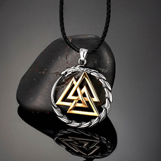 Punk Vikings Dragon Stainless Steel Necklace Mens Nordic Run - Mubimart