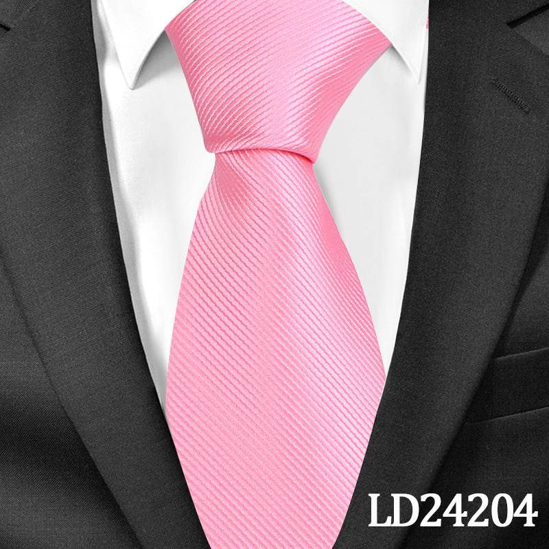 Pinstripe Classic Plain Polyester Tie Set Fashion 6cm Solid Color Linen Cotton Necktie Bright Ties Pin Clips Clasp Colourful For Men's Clothing Accessories - Mubimart