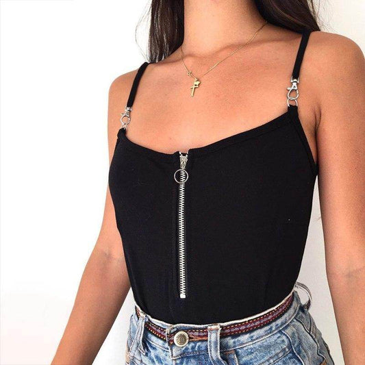 ZIPPER HOOKS BODYSUIT - Mubimart
