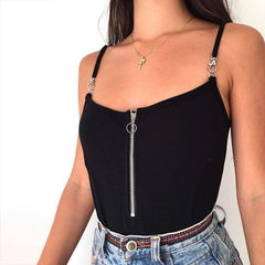 ZIPPER HOOKS BODYSUIT - Mubimart - Bodysuit 