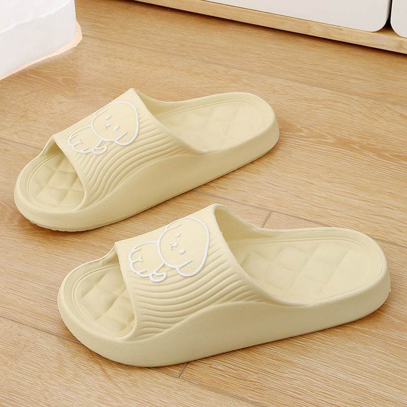 Cute Cartoon Dog Slippers Summer Solid Color Non-slip Rhombus Bathroom Slipper Indoor House Shoes For Men Women Couples - Mubimart