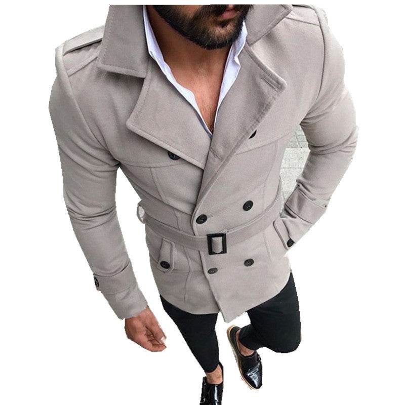 Double-breasted casual trench coat wool coat - Mubimart