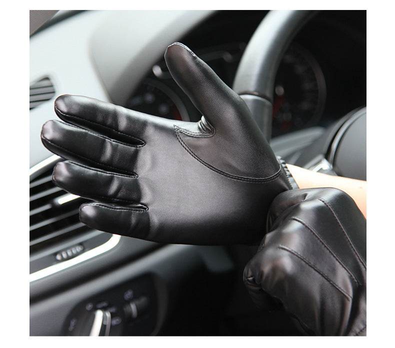 WARMEN men's PU leather gloves - Mubimart