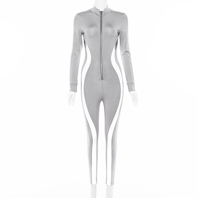 Reflective Paneled Bodysuit - Mubimart -  