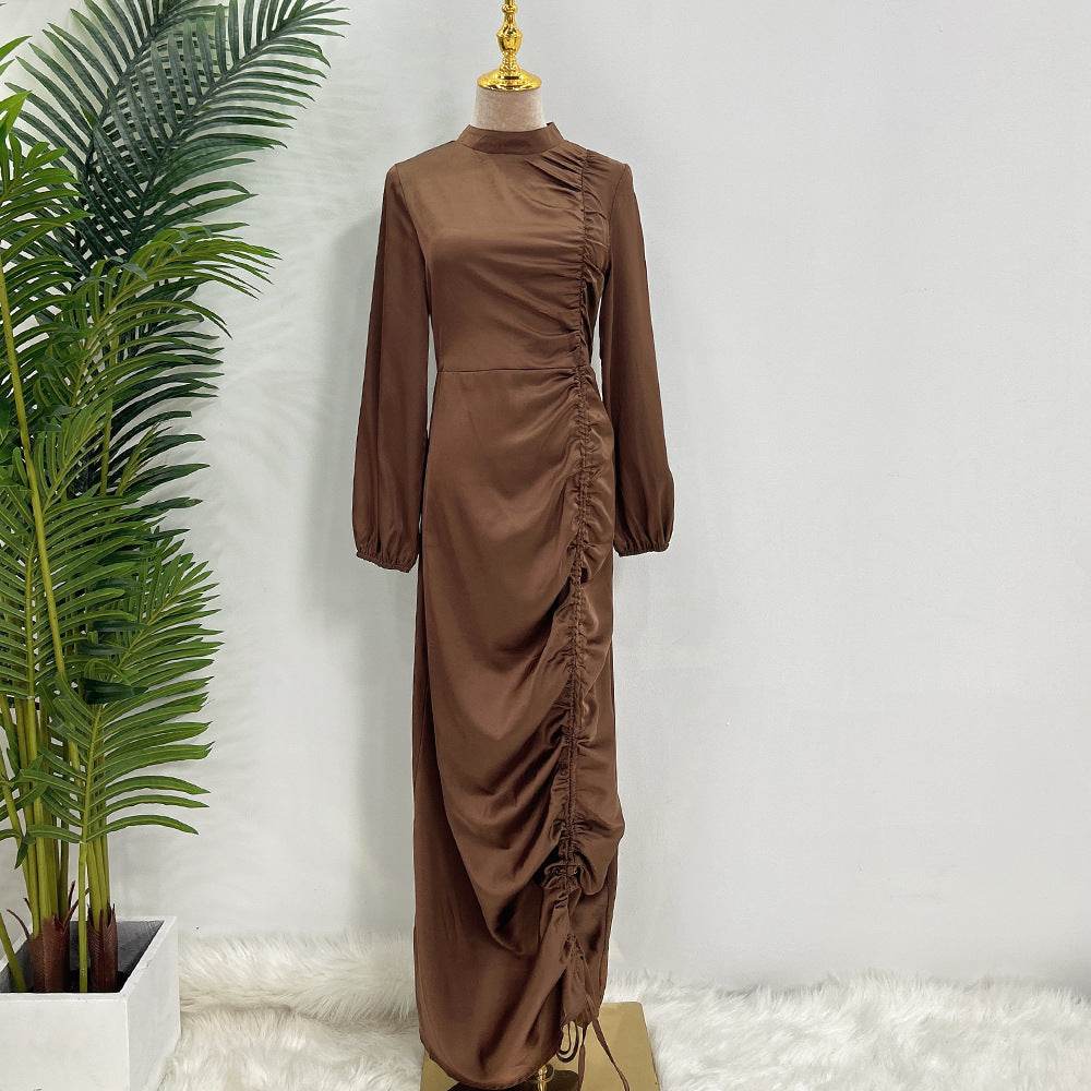 Ladies Feminine Solid Color Plus Size Robe Dress - Mubimart