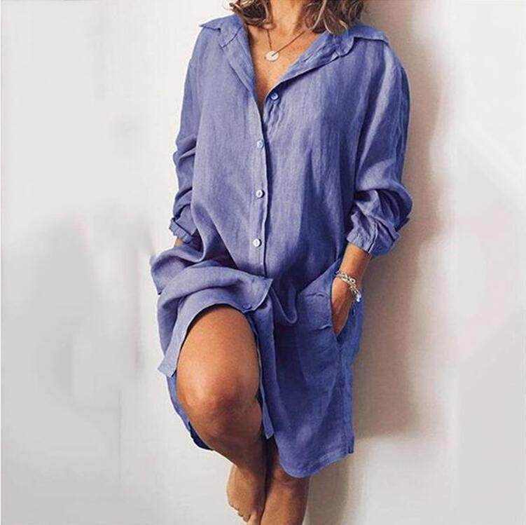 Loose Mid Length Shirts Women Dress Cover-ups Tunics For Mini Dress - Mubimart