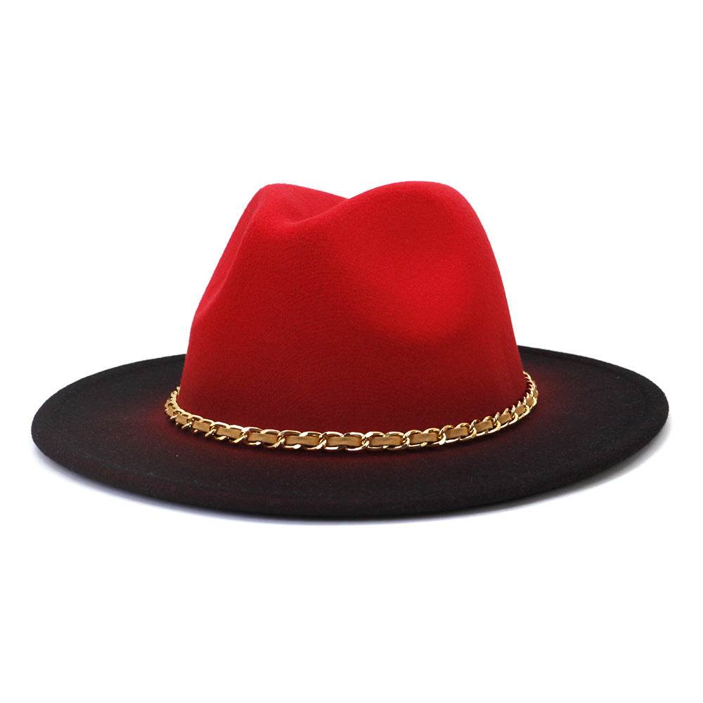 Painted Woolen Fedora British Ladies Broad-brimmed Hat - Mubimart