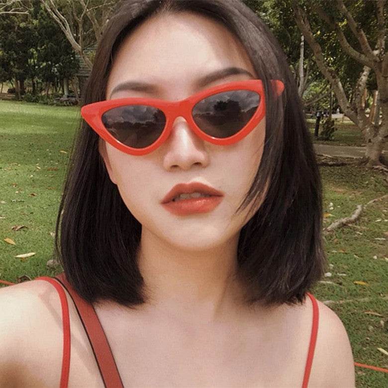 Korean version of the retro retro Harajuku cat eye sunglasses female triangle hip hop European and American net red sunglasses female ins glasses - Mubimart
