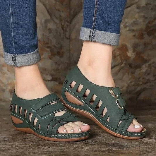 Solid color hollow women sandals - Mubimart