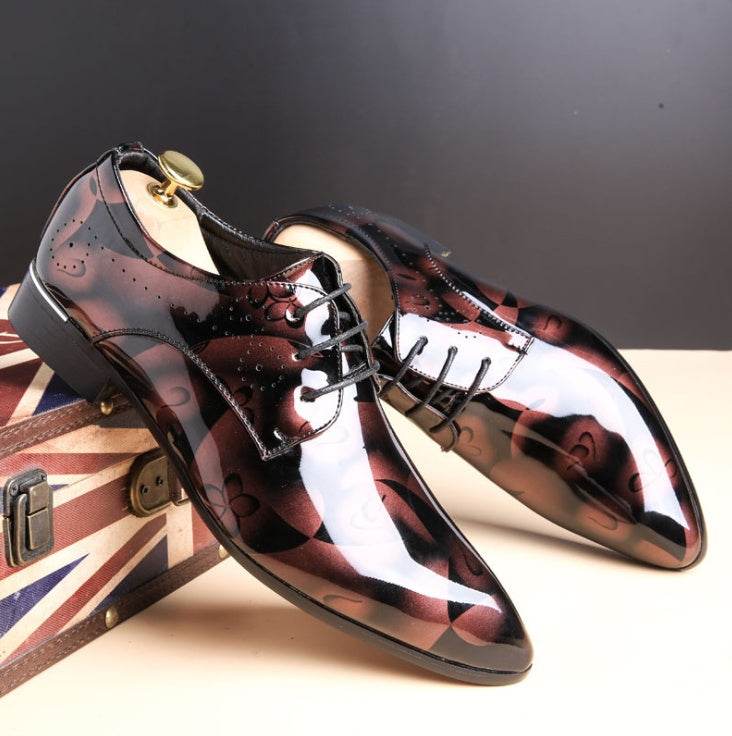 Men's shoes, large size, business casual shoes, men's shoes, bright leather, men's shoes, dress shoes - Mubimart