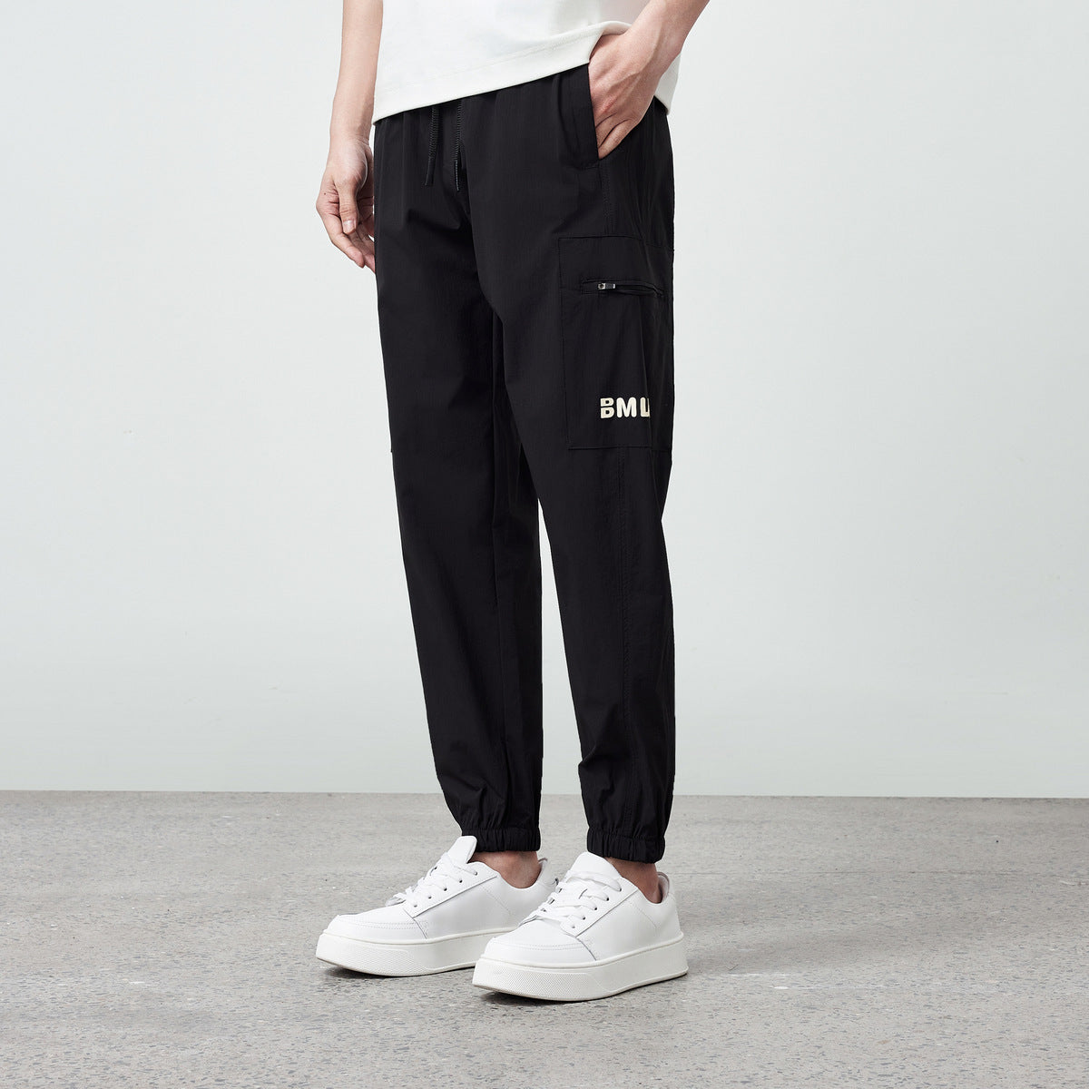 Tooling Style Elastic Waist Men's Casual Jogger Cropped Pants