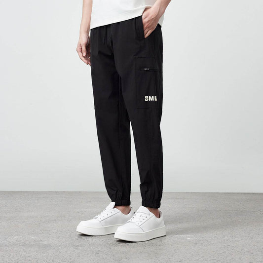 Tooling Style Elastic Waist Men's Casual Jogger Cropped Pants - Mubimart