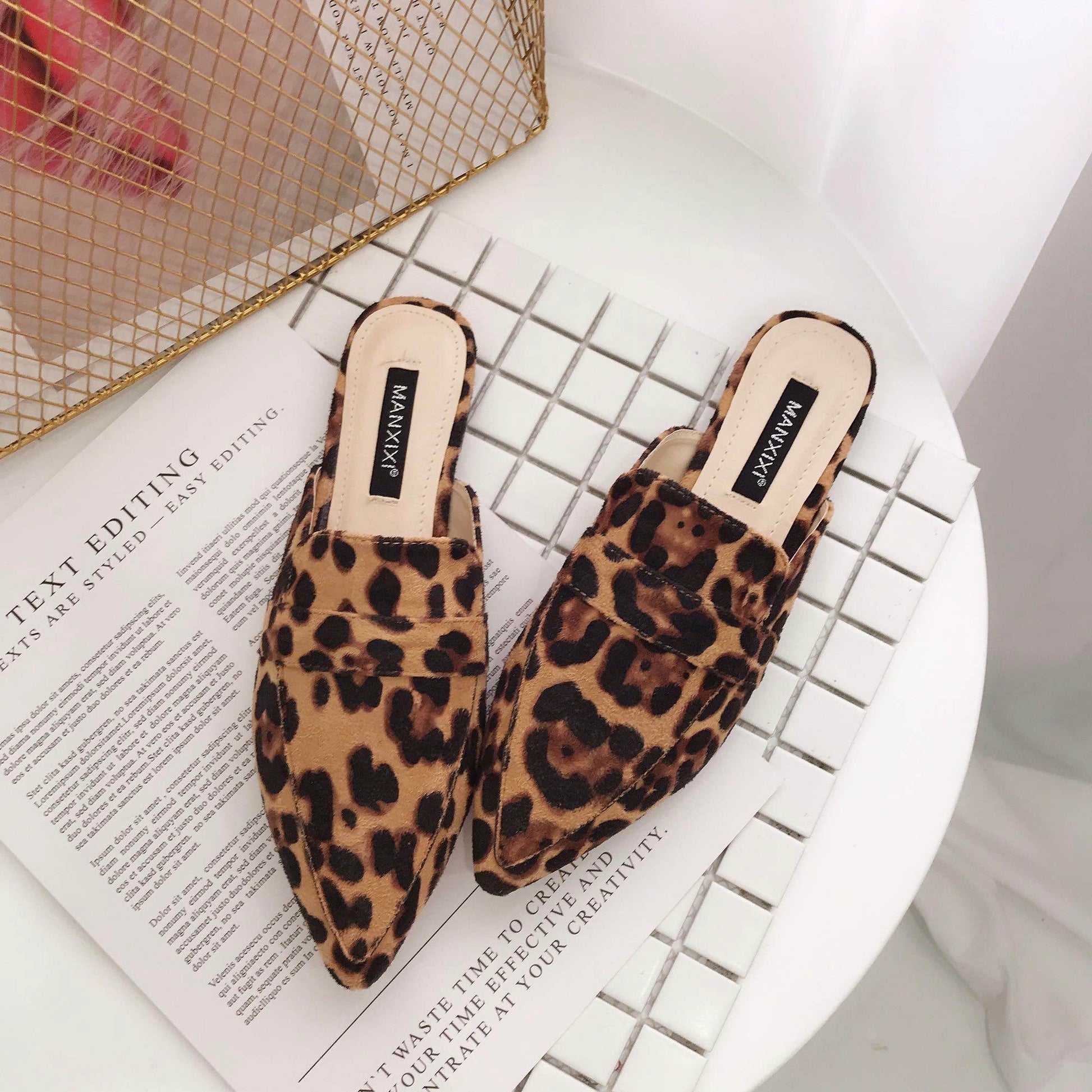 Pointed-toe baotou mules shoes cool half drag - Mubimart