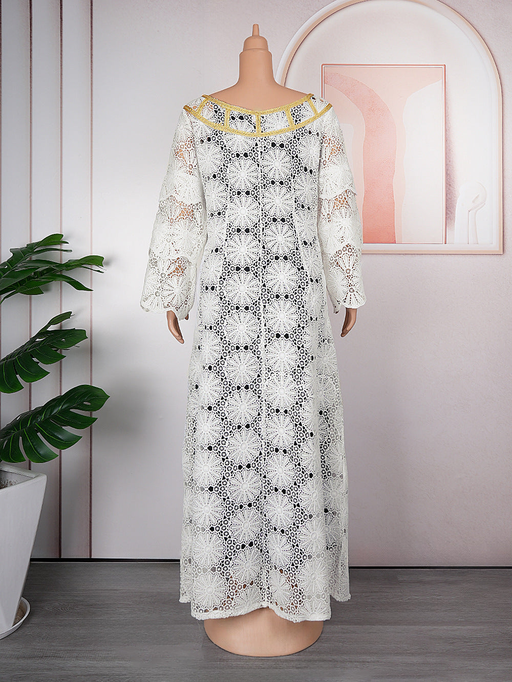 Women's Crocheted Hollow-out Plus Size Robe African Dress - Mubimart -  