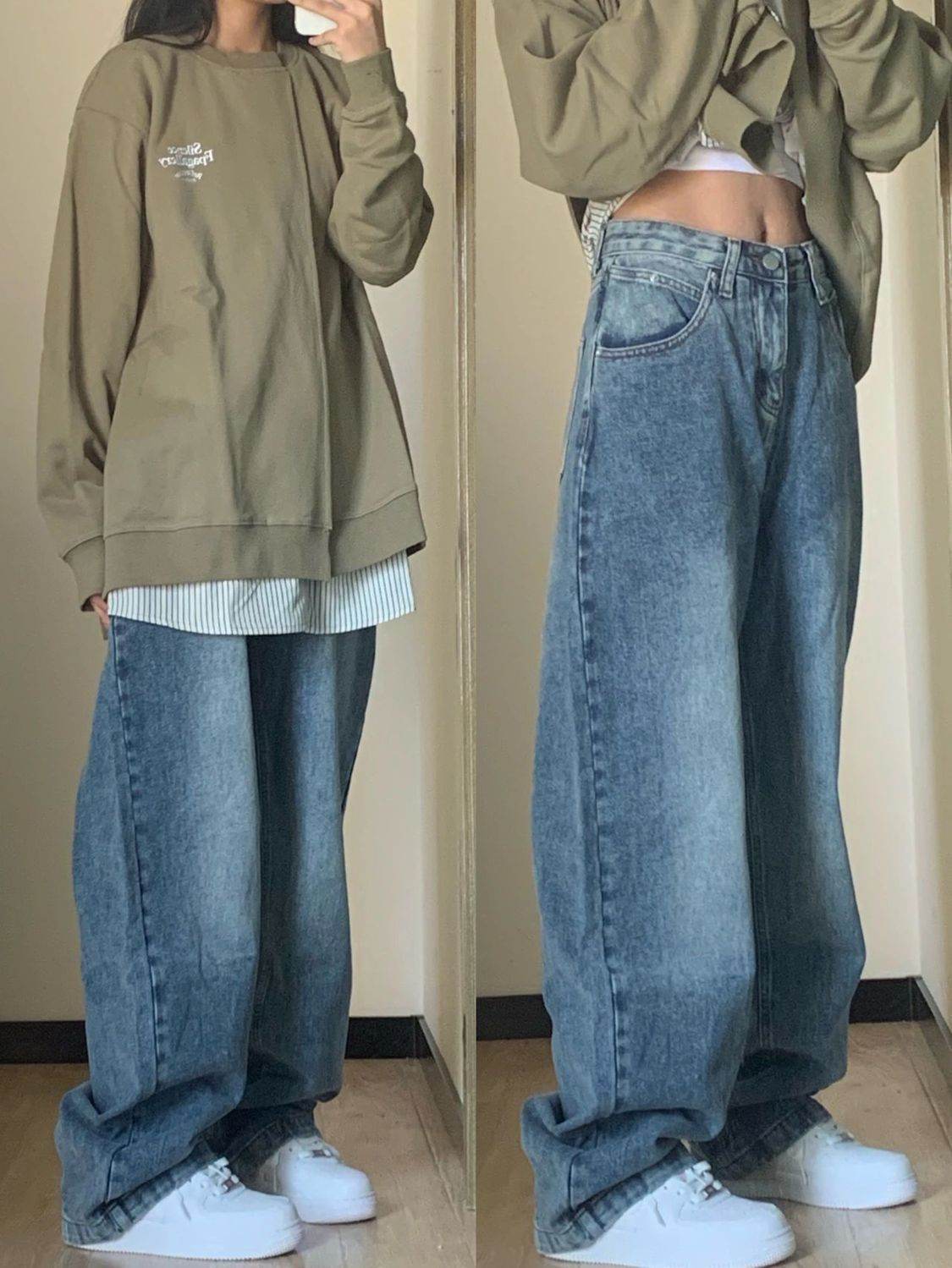 Plus Size High Waist Wide Leg Jeans For Women - Mubimart