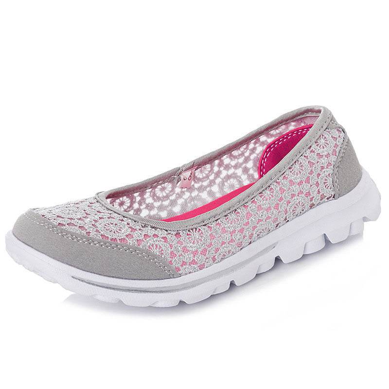 Plus size breathable beanie lace flats for women - Mubimart